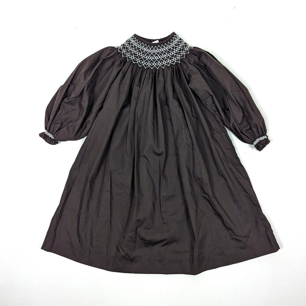 Mom & Me Dress Girls Size 3T Brown Smocked Holiday Fall Boutique